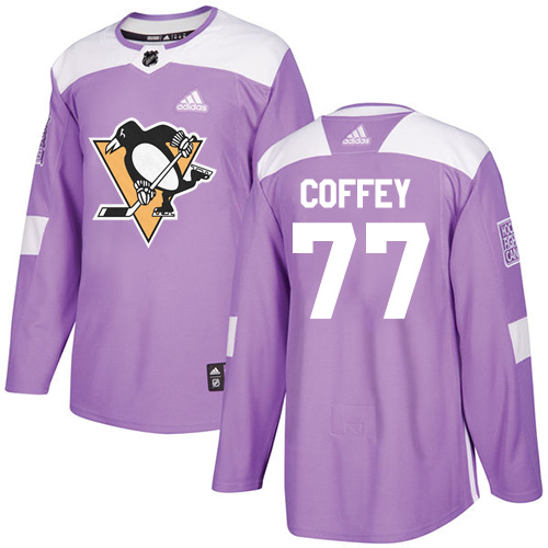 Adidas Penguins #77 Paul Coffey Purple Authentic Fights Cancer Stitched NHL Jersey